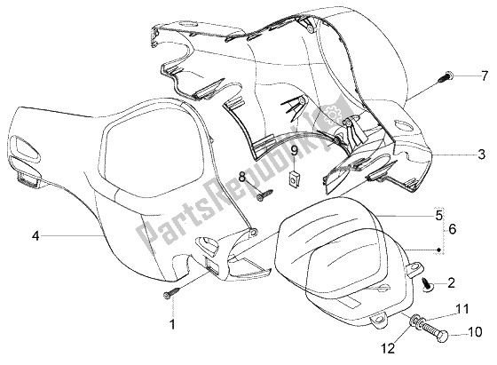 Tutte le parti per il Km Di Contachilometri - Coprimanubrio del Vespa LX 150 2005