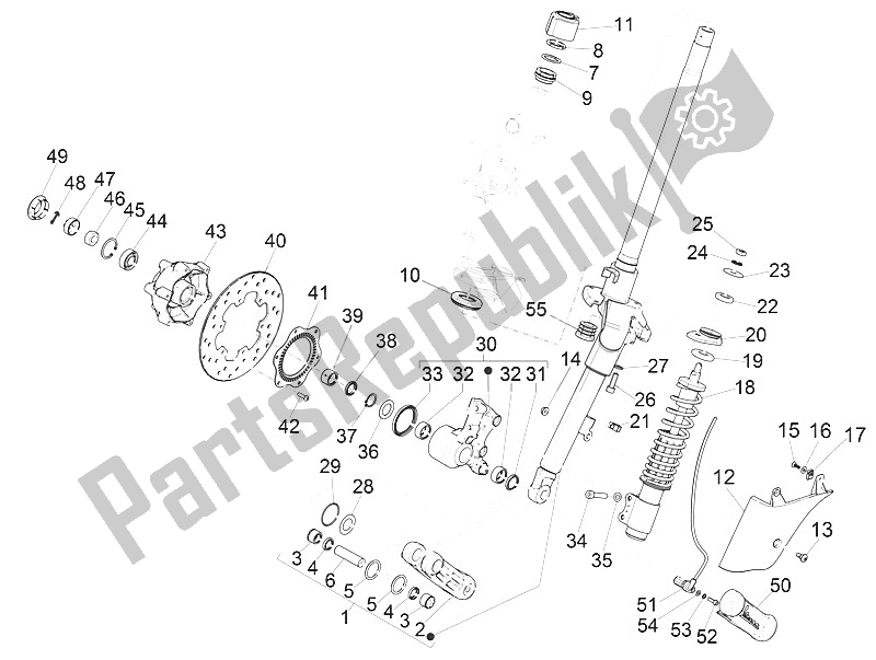 Tutte le parti per il Forcella / Tubo Sterzo - Unità Cuscinetto Sterzo del Vespa Vespa GTS 300 IE ABS E4 EU 2016