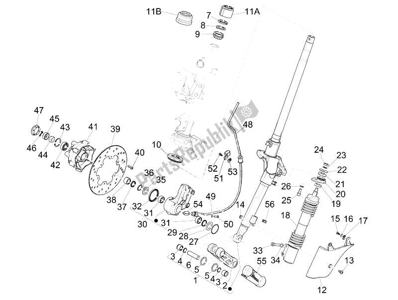 Todas las partes para Horquilla / Tubo De Dirección - Unidad De Rodamiento De Dirección de Vespa Vespa GTS 125 4T 3V IE Super Asia 2014