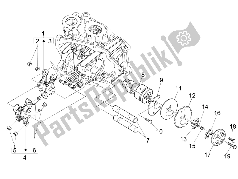 Todas as partes de Unidade De Suporte De Alavancas Oscilantes do Vespa GTS 300 IE ABS China 2014