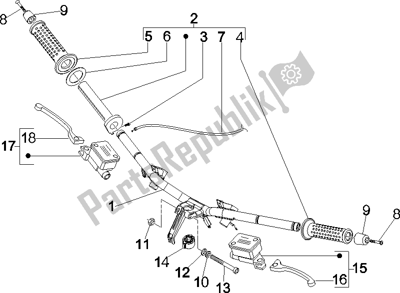 Toutes les pièces pour le Guidon - Master Cil. Du Vespa Granturismo 200 L USA 2006