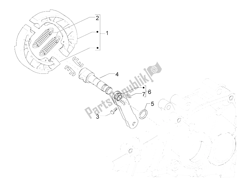 Tutte le parti per il Freno Posteriore - Ganascia Del Freno del Vespa LXV 50 4T 25 KMH 2012