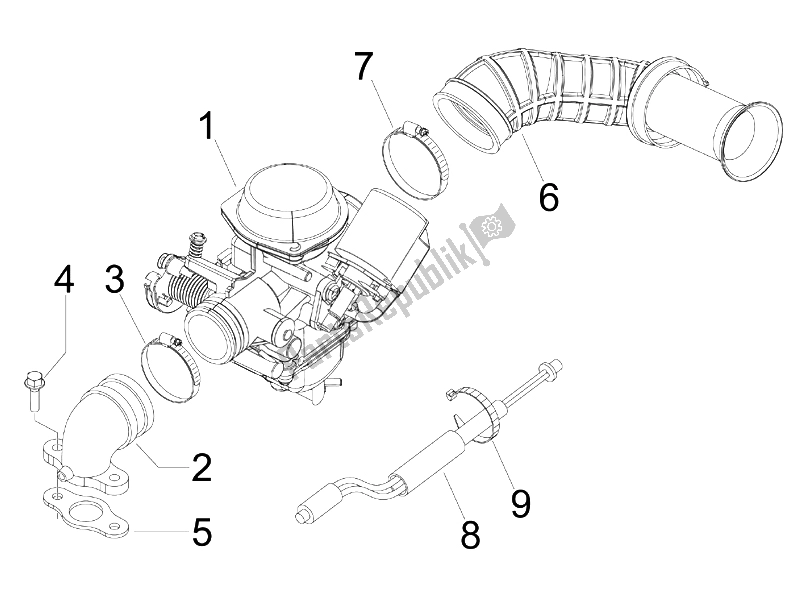 Toutes les pièces pour le Carburateur, Montage - Tuyau Union du Vespa LX 150 4T USA 2007