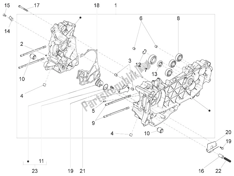 Alle onderdelen voor de Carter van de Vespa Vespa Primavera 150 4T 3V Iget ABS EU 2016