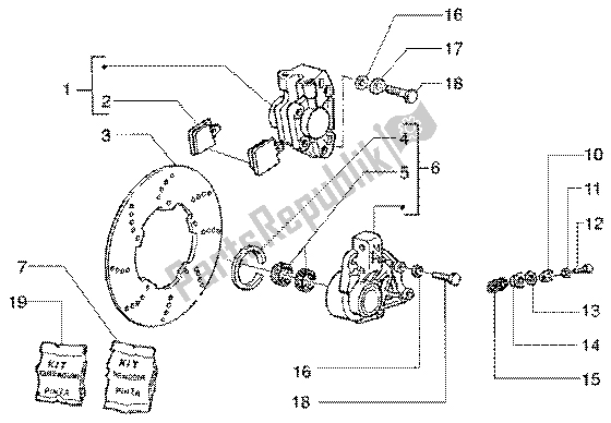 All parts for the Disc Brake Caliper of the Vespa ET4 50 2002