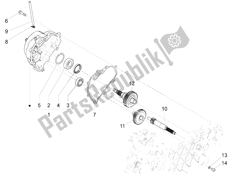 Todas las partes para Unidad De Reducción de Vespa LX 150 4T 3V IE Vietnam E3 2012