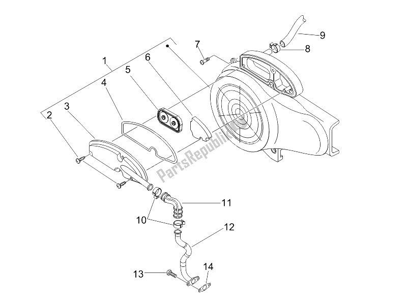 Toutes les pièces pour le Boîte à Air Secondaire du Vespa LX 50 4T USA 2009