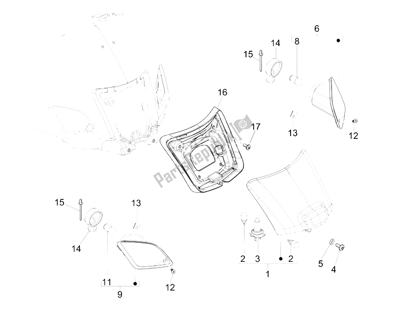 Todas las partes para Faros Traseros - Luces Intermitentes de Vespa GTS 300 IE 2012
