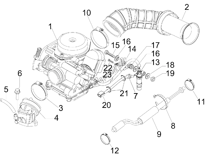 Toutes les pièces pour le Carburateur, Montage - Tuyau Union du Vespa S 50 4T 4V College USA 2008