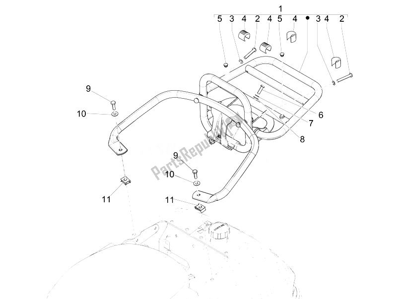 All parts for the Rear Luggage Rack of the Vespa LXV 125 4T 3V E3 Vietnam 2014