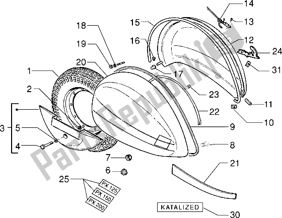 Todas las partes para Rueda De Capucha de Vespa PX 200 E 1985