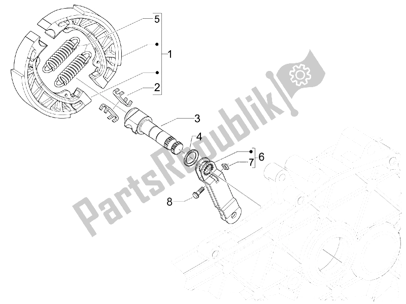 All parts for the Rear Brake - Brake Jaw of the Vespa LX 50 4T 4V NL 2011