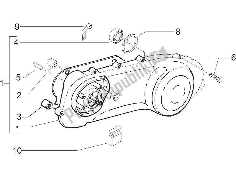 All parts for the Crankcase Cover - Crankcase Cooling of the Vespa LXV 50 2T CH 2006