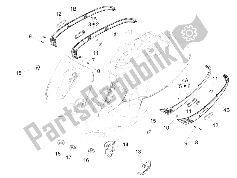 All parts for the Side Cover - Spoiler of the Vespa S 50 4T 4V College USA 2008