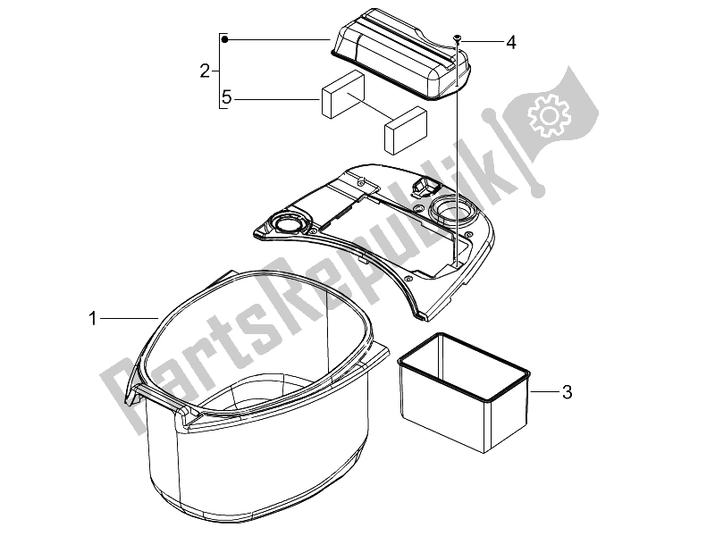 Tutte le parti per il Alloggiamento Casco - Sotto La Sella del Vespa LX 50 4T 4V 2009