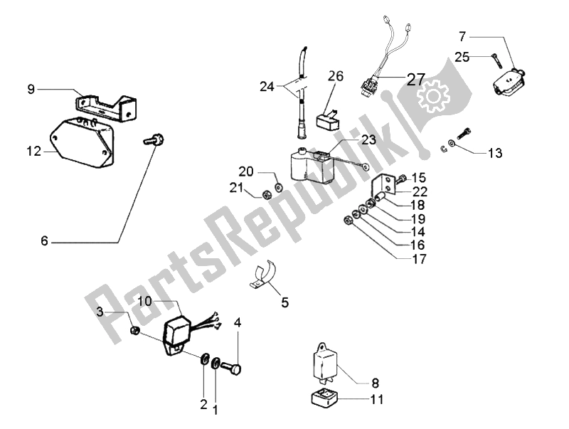 All parts for the Voltage Regulators - Electronic Control Units (ecu) - H. T. Coil of the Vespa Vespa PX 125 EU Asia 2011