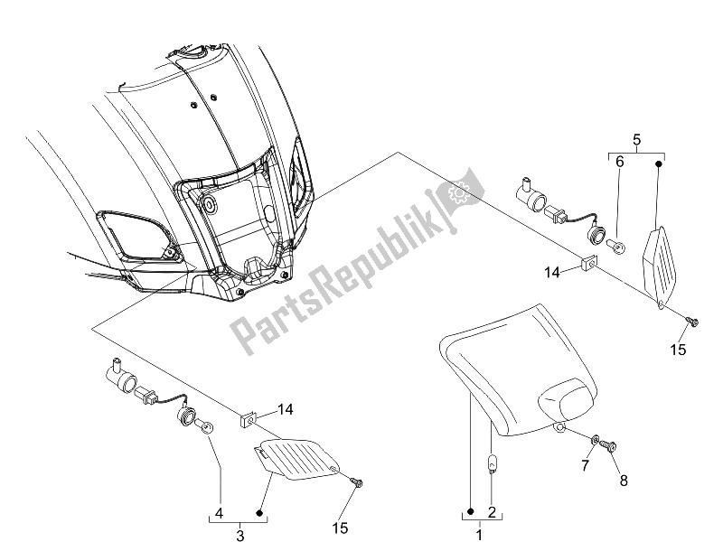 Todas las partes para Faros Traseros - Luces Intermitentes de Vespa LX 50 4T 4V Touring 2010