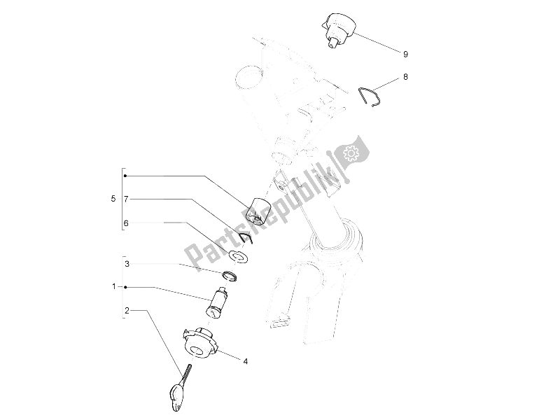 Tutte le parti per il Serrature del Vespa S 125 4T 2V E3 Taiwan 2011