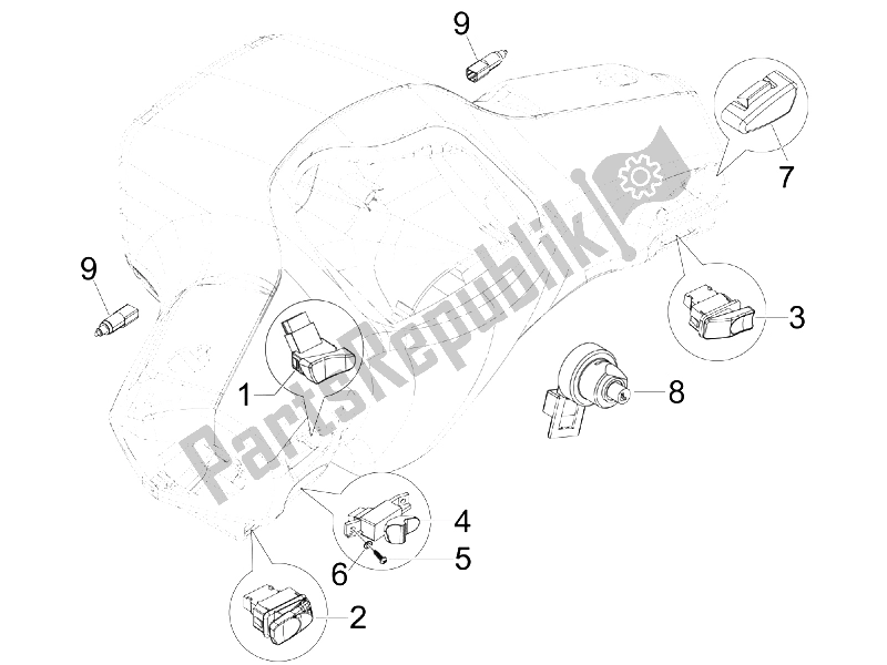 Todas las partes para Selectores - Interruptores - Botones de Vespa S 150 4T 2008