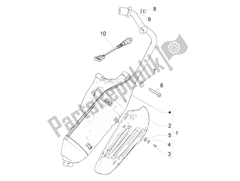 Tutte le parti per il Silenziatore del Vespa Vespa 125 4T 3V I GET IE Primavera Asia 2016