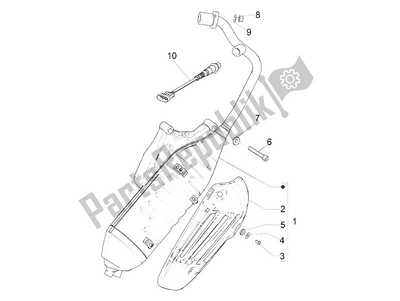 All parts for the Silencer of the Vespa Vespa Sprint 150 4T 3V Iget E4 ABS USA Canada 2016
