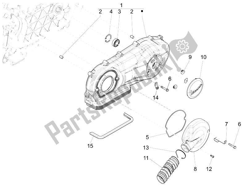 Toutes les pièces pour le Couvercle De Carter - Refroidissement Du Carter du Vespa LXV 150 4T 3V E3 Vietnam 2014