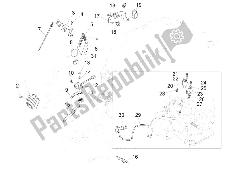 All parts for the Voltage Regulators - Electronic Control Units (ecu) - H. T. Coil of the Vespa Vespa Primavera 150 4T 3V Iget ABS EU 2016