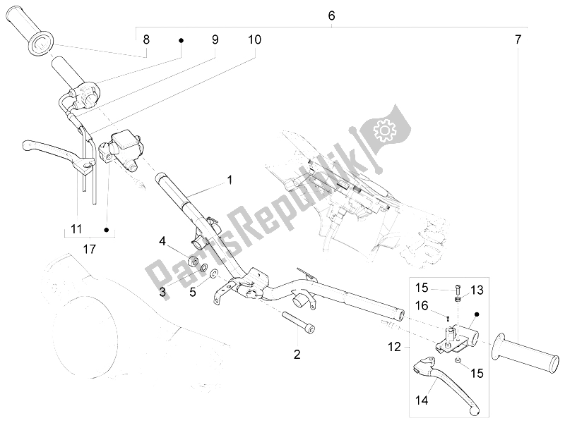 All parts for the Handlebars - Master Cil. Of the Vespa LX 150 4T 3V IE 2012