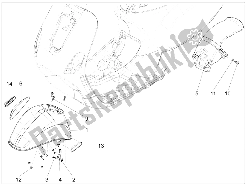 Toutes les pièces pour le Logement De Roue - Garde-boue du Vespa LXV 150 4T 3V E3 Vietnam 2014