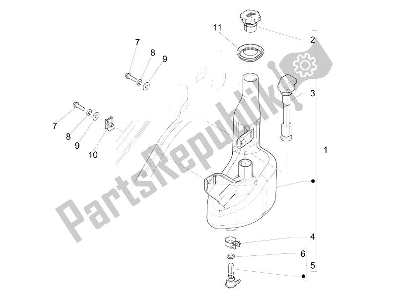 Alle onderdelen voor de Olie Tank van de Vespa Vespa Sprint 50 2T EU 2014