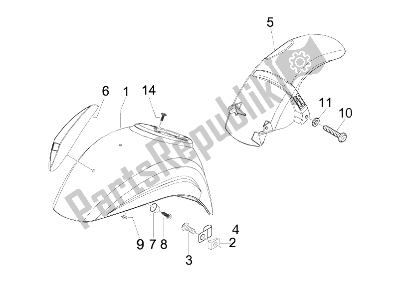 Todas las partes para Carcasa De La Rueda - Guardabarros de Vespa LX 50 4T 4V 2009