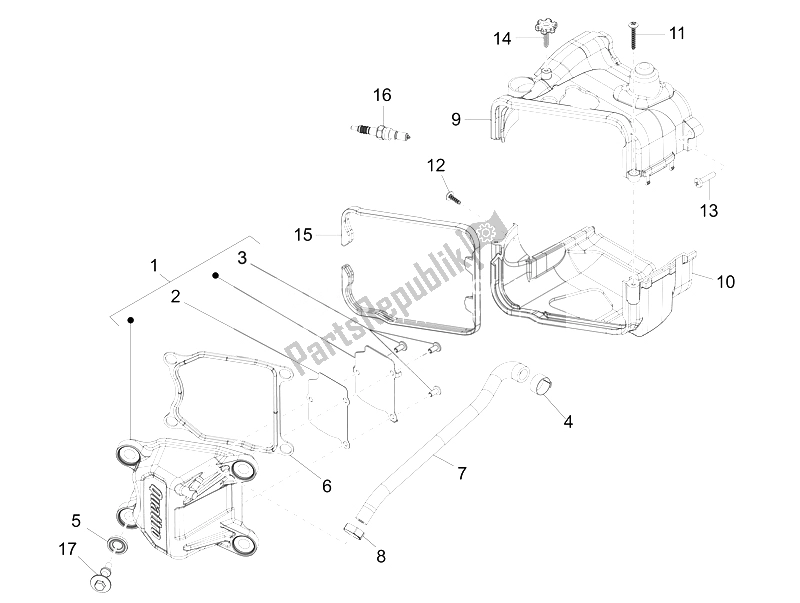 Alle onderdelen voor de Kleppendeksel van de Vespa Primavera 50 4T 4V USA Canada 2014