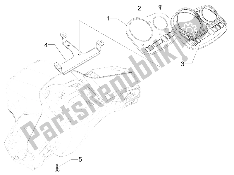 Toutes les pièces pour le Tableau De Bord Combiné du Vespa S 150 4T 2V E3 Taiwan 2011