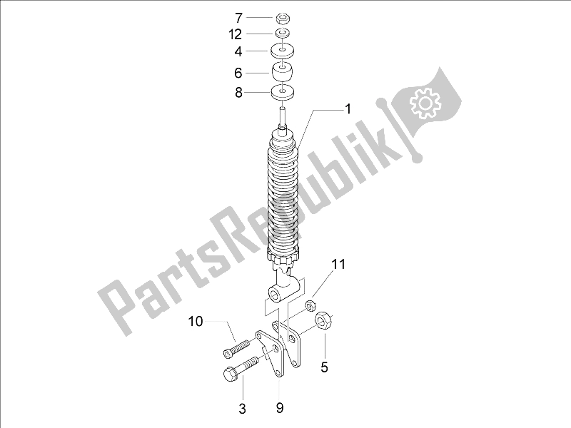 Toutes les pièces pour le Suspension Arrière - Amortisseur / S du Vespa LX 150 4T E3 2006