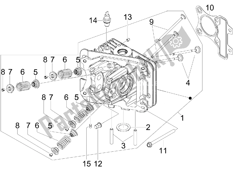 Toutes les pièces pour le Unité De Tête - Valve du Vespa Vespa Primavera 50 2T EU Asia 2014