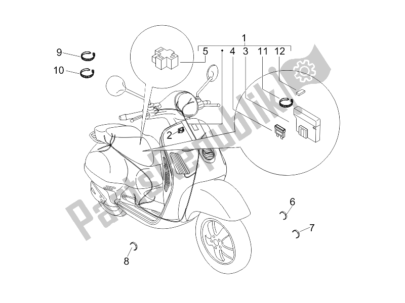 All parts for the Main Cable Harness of the Vespa Granturismo 200 L USA 2006