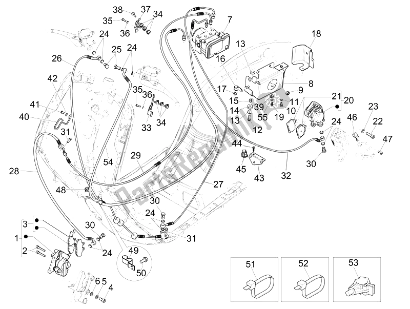 All parts for the Brakes Pipes - Calipers (abs) of the Vespa 946 125 2014