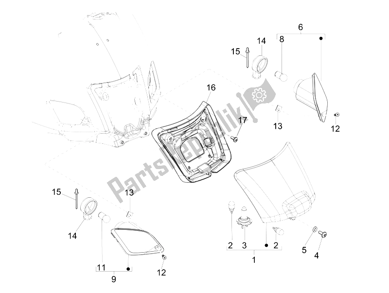 Toutes les pièces pour le Phares Arrière - Clignotants du Vespa GTS 300 IE Super ABS USA 2014