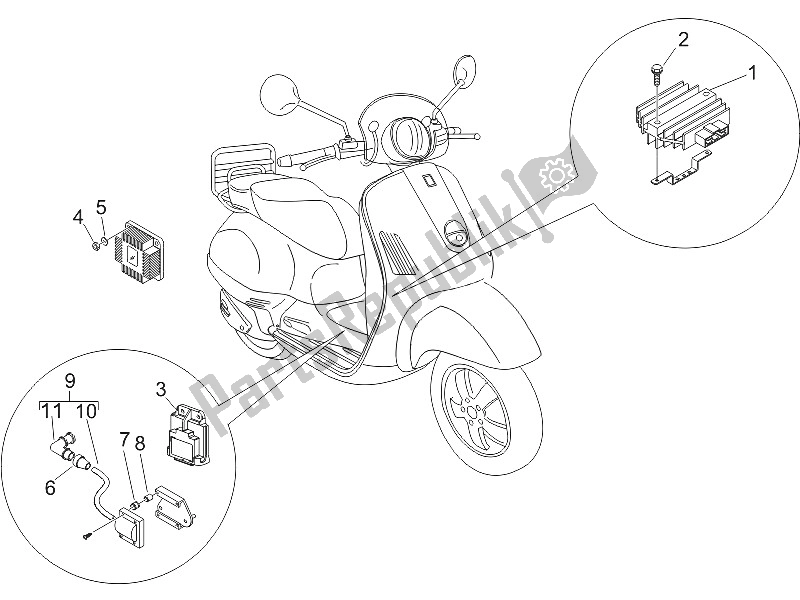 Todas las partes para Reguladores De Voltaje - Unidades De Control Electrónico (ecu) - H. T. Bobina de Vespa LXV 50 2T CH 2006