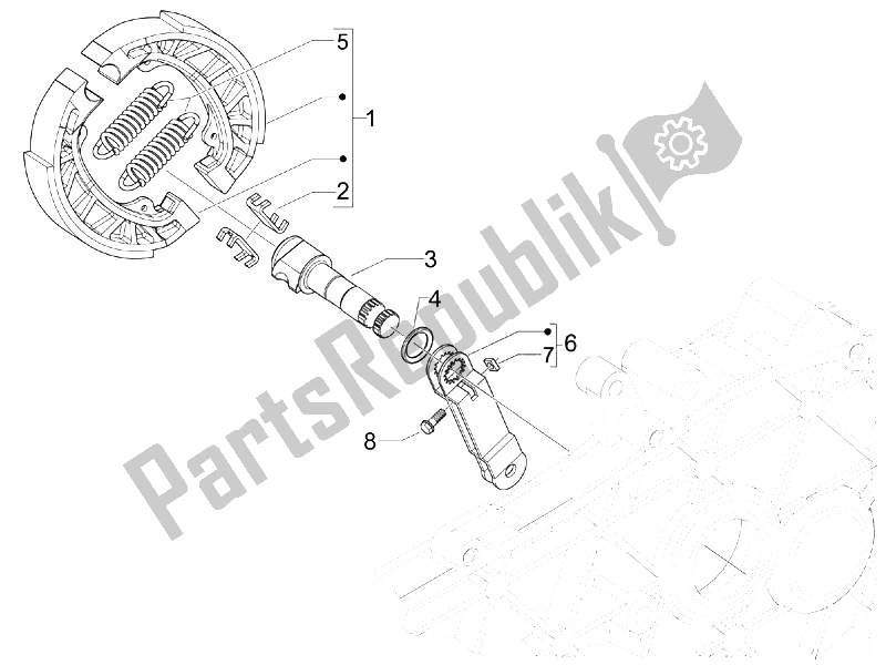 All parts for the Rear Brake - Brake Jaw of the Vespa S 50 4T 4V College 2008