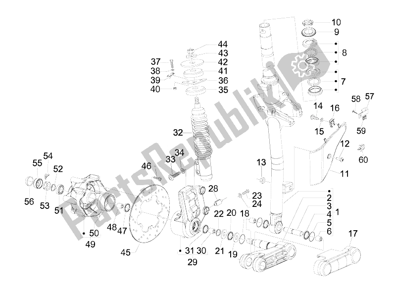 Toutes les pièces pour le Fourche / Tube De Direction - Palier De Direction du Vespa GTS 300 IE Super Sport 2010