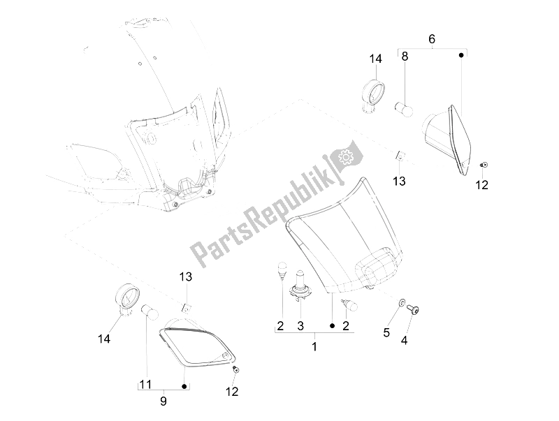 Toutes les pièces pour le Phares Arrière - Clignotants du Vespa GTS Super 150 IE 4T 3V 2014