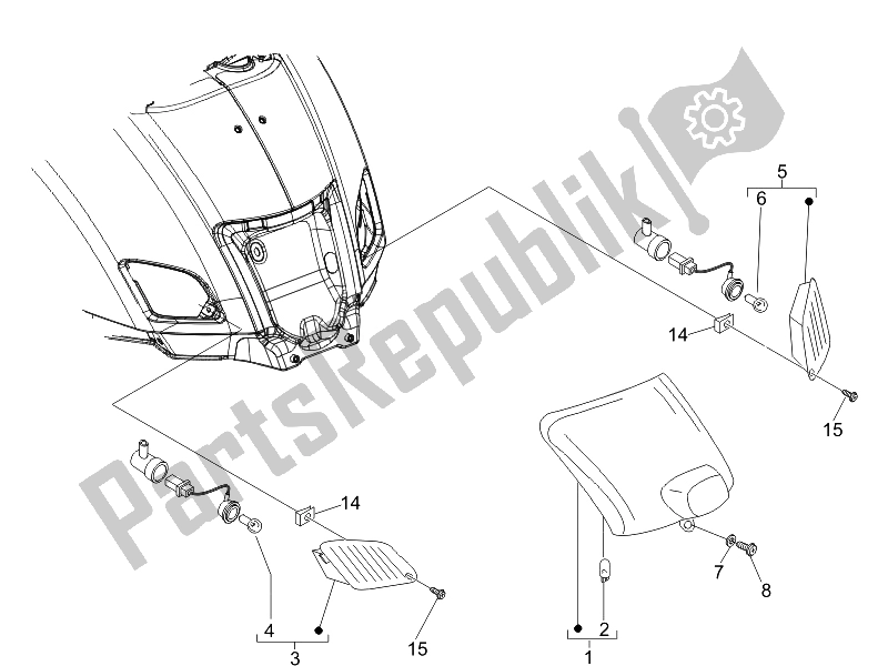 All parts for the Rear Headlamps - Turn Signal Lamps of the Vespa LX 50 2T E2 Touring 30 KMH 2010