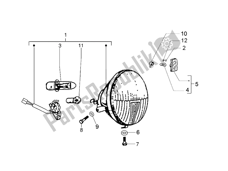 All parts for the Front Headlamps - Turn Signal Lamps of the Vespa Vespa PX 125 EU Asia 2011