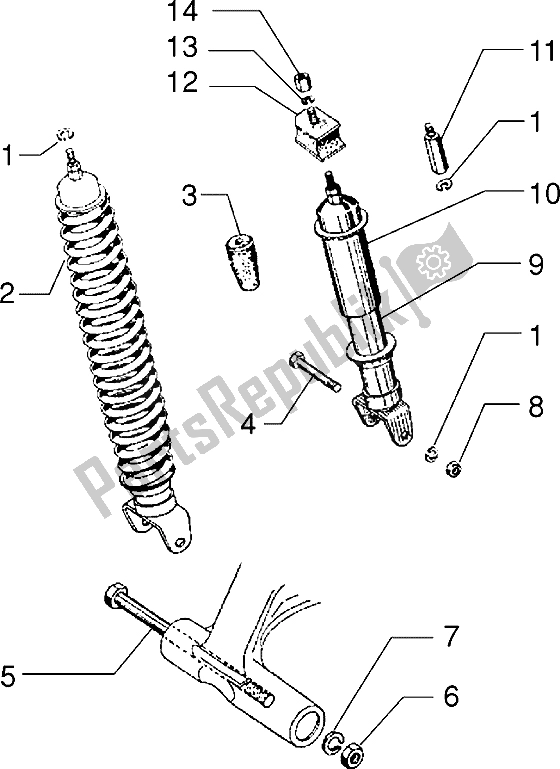All parts for the Rear Shock Absorber of the Vespa PX 125 E 1992