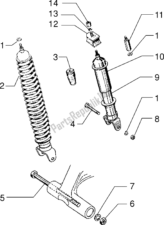 All parts for the Rear Shock Absorber of the Vespa PX 125 E 1992