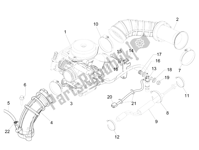 Alle onderdelen voor de Carburateur, Montage - Koppelingsleiding van de Vespa Primavera 50 4T 4V USA Canada 2014