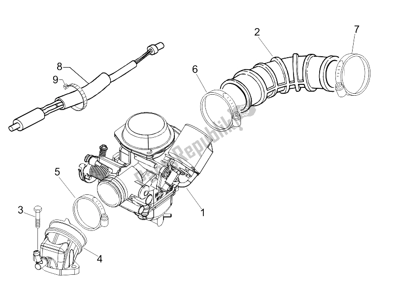Todas as partes de Carburador, Montagem - Tubo De União do Vespa LX 50 4T 2V 25 KMH Touring NL 2011