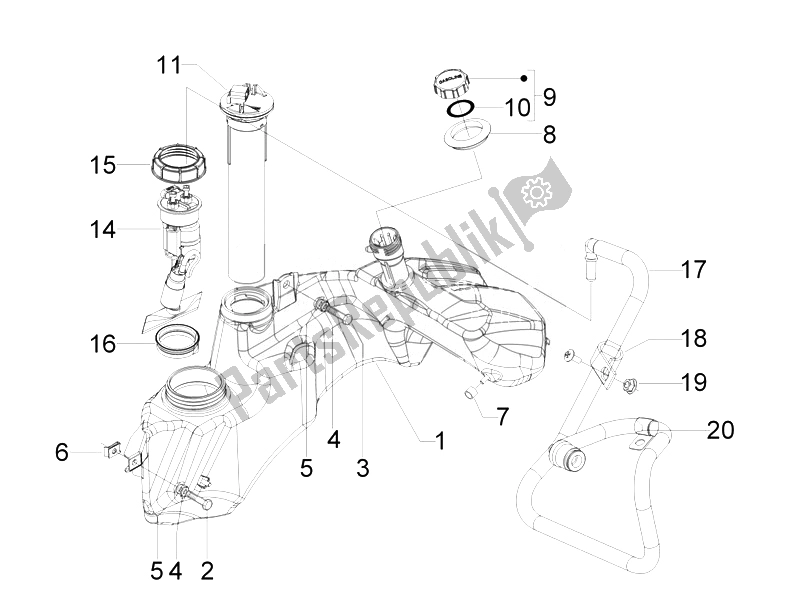 Tutte le parti per il Serbatoio Di Carburante del Vespa Vespa GTS 300 IE Super ABS USA 2014