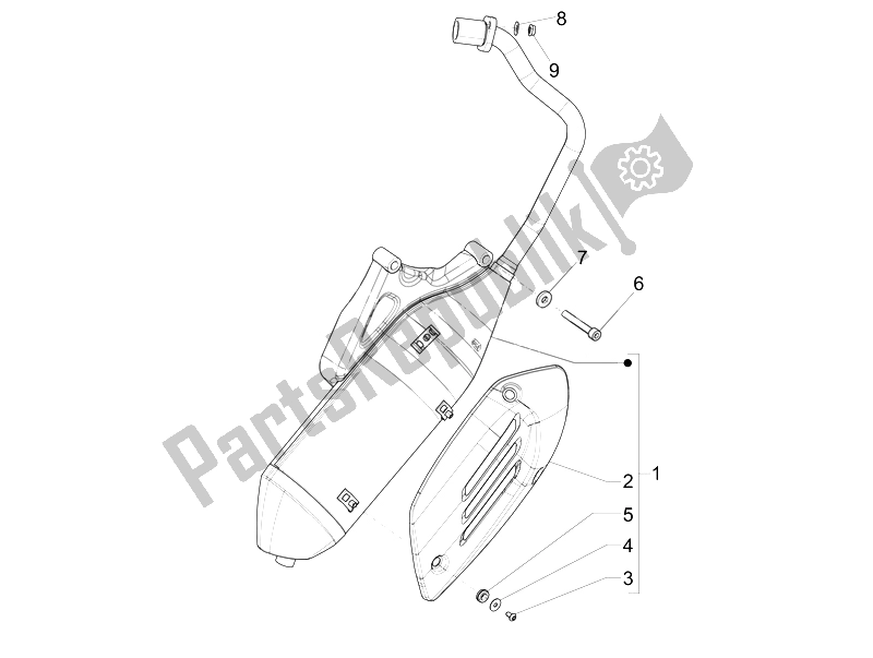 Toutes les pièces pour le Silencieux du Vespa Sprint 50 4T 4V USA 2014